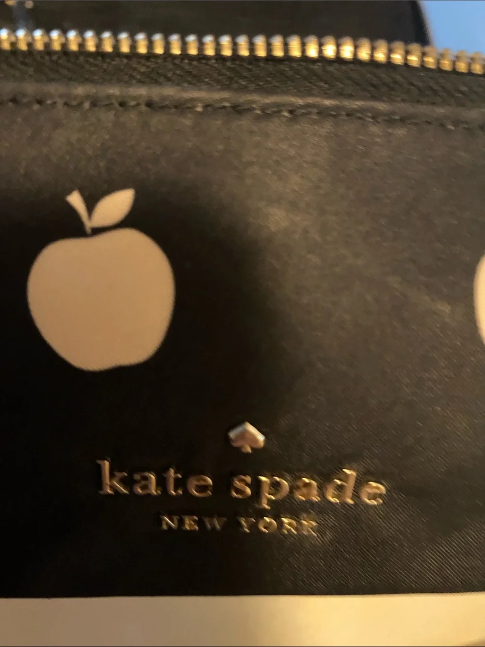 kate spade Black Quilted Cosmetic Case with Gold Hardware